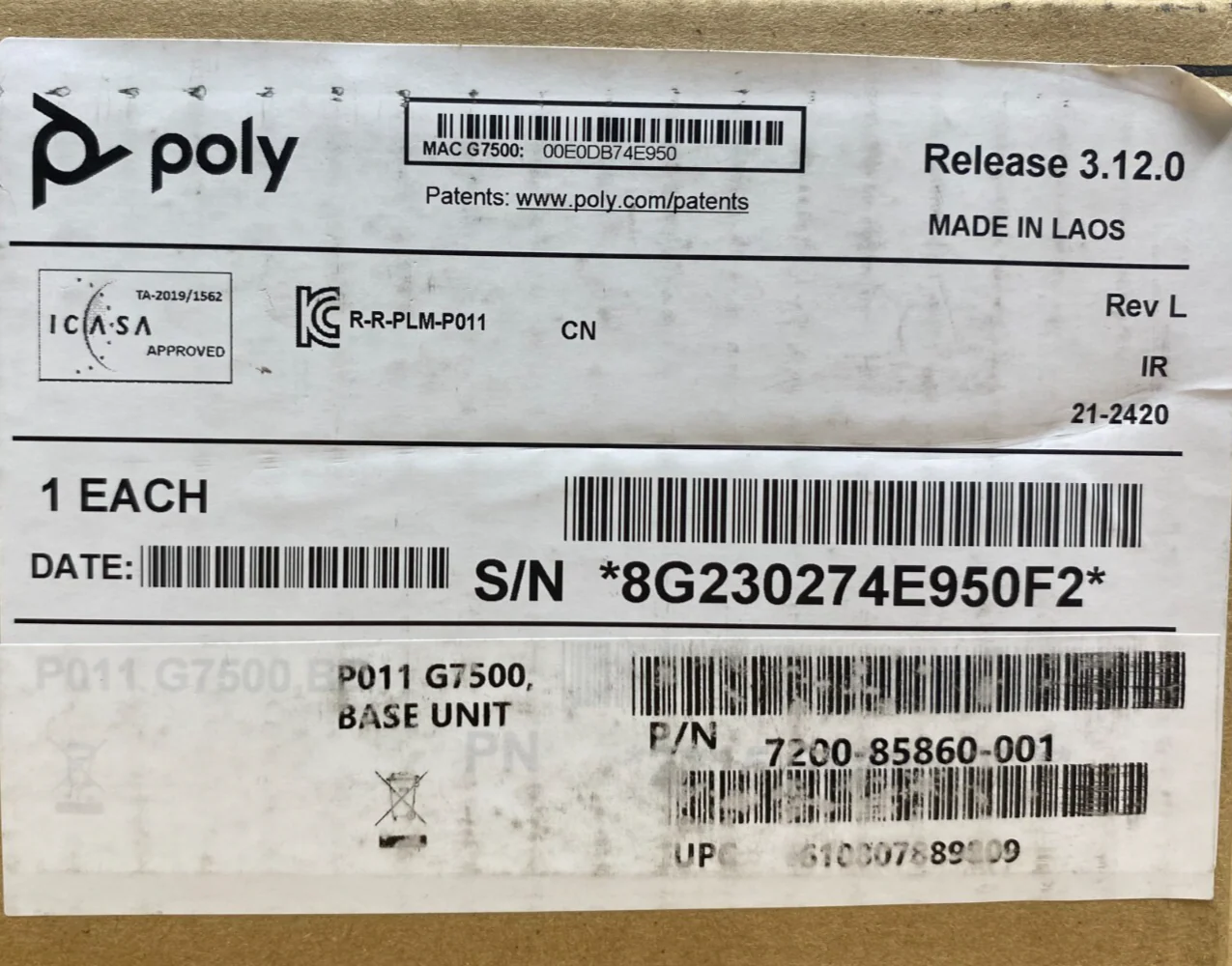 Poly Polycom G7500 4K Ultra HD Video Conferencing Codec (P/N 7200-85860-001) NOB - Image 2