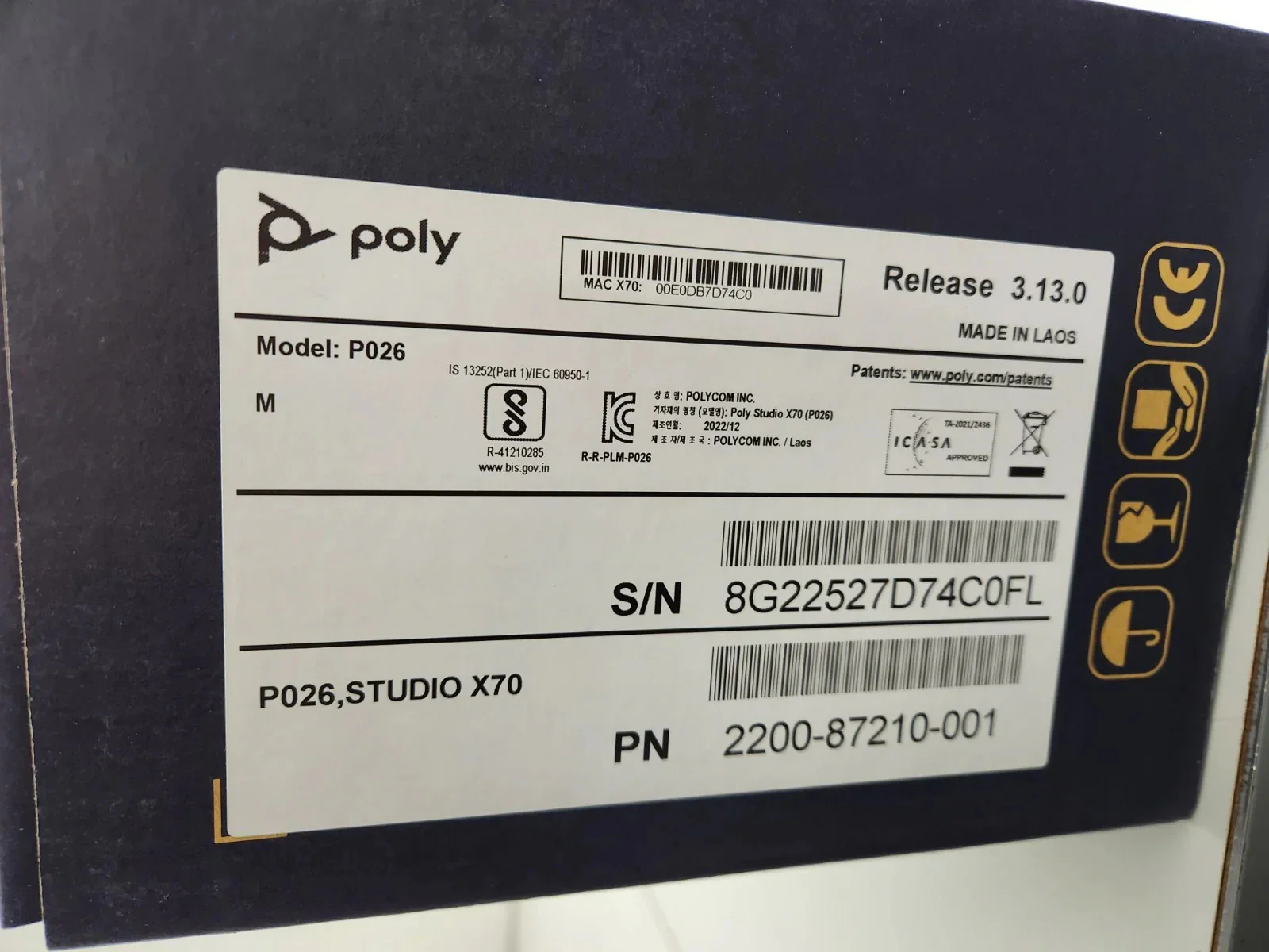 Poly Studio X70 Video Bar for Large Conference Rooms (2200-87210-001)