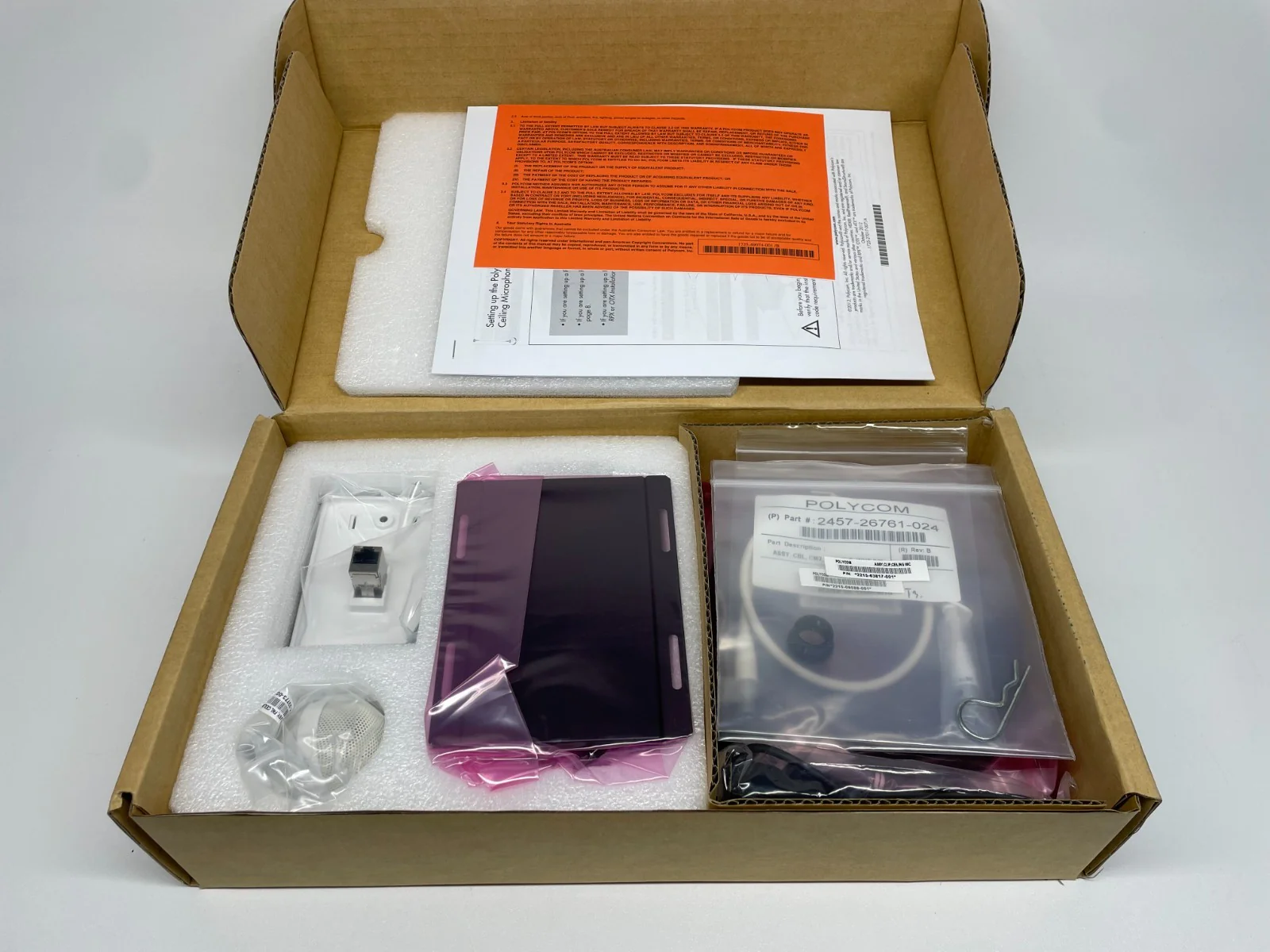 Polycom 2200-23809-002 Primary Ceiling Microphone Array Mic3, White NEW - Image 3
