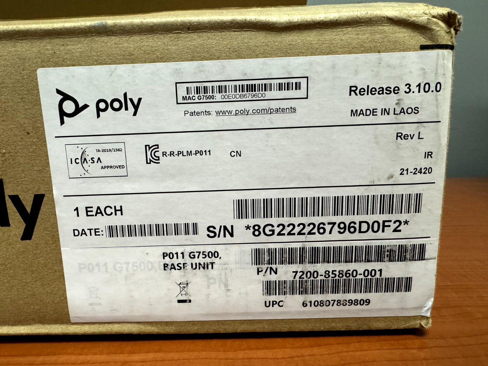 Polycom 7200-85860-001 Poly G7500 4K Video Conferencing Codec Only