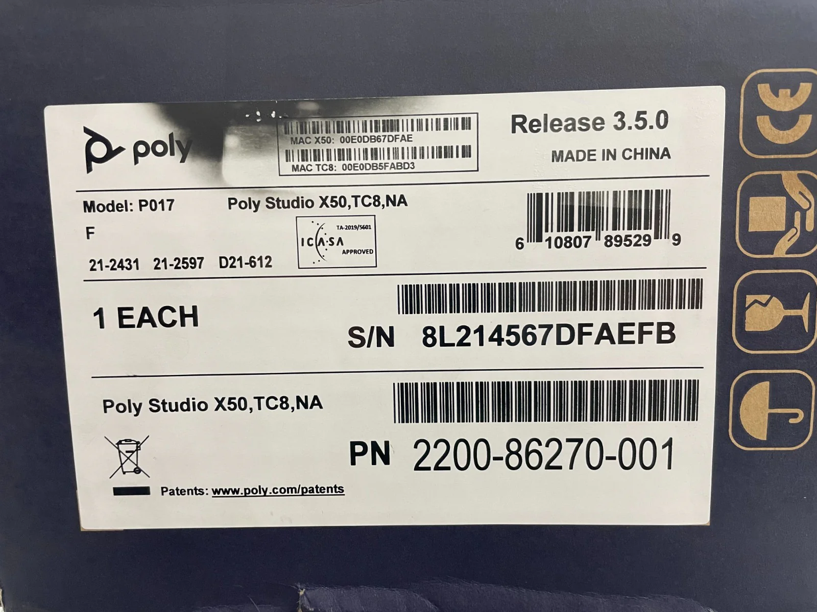 Polycom Poly Studio X50 Video Bar & TC8 Touch Control 2200-86270-001 - Image 2