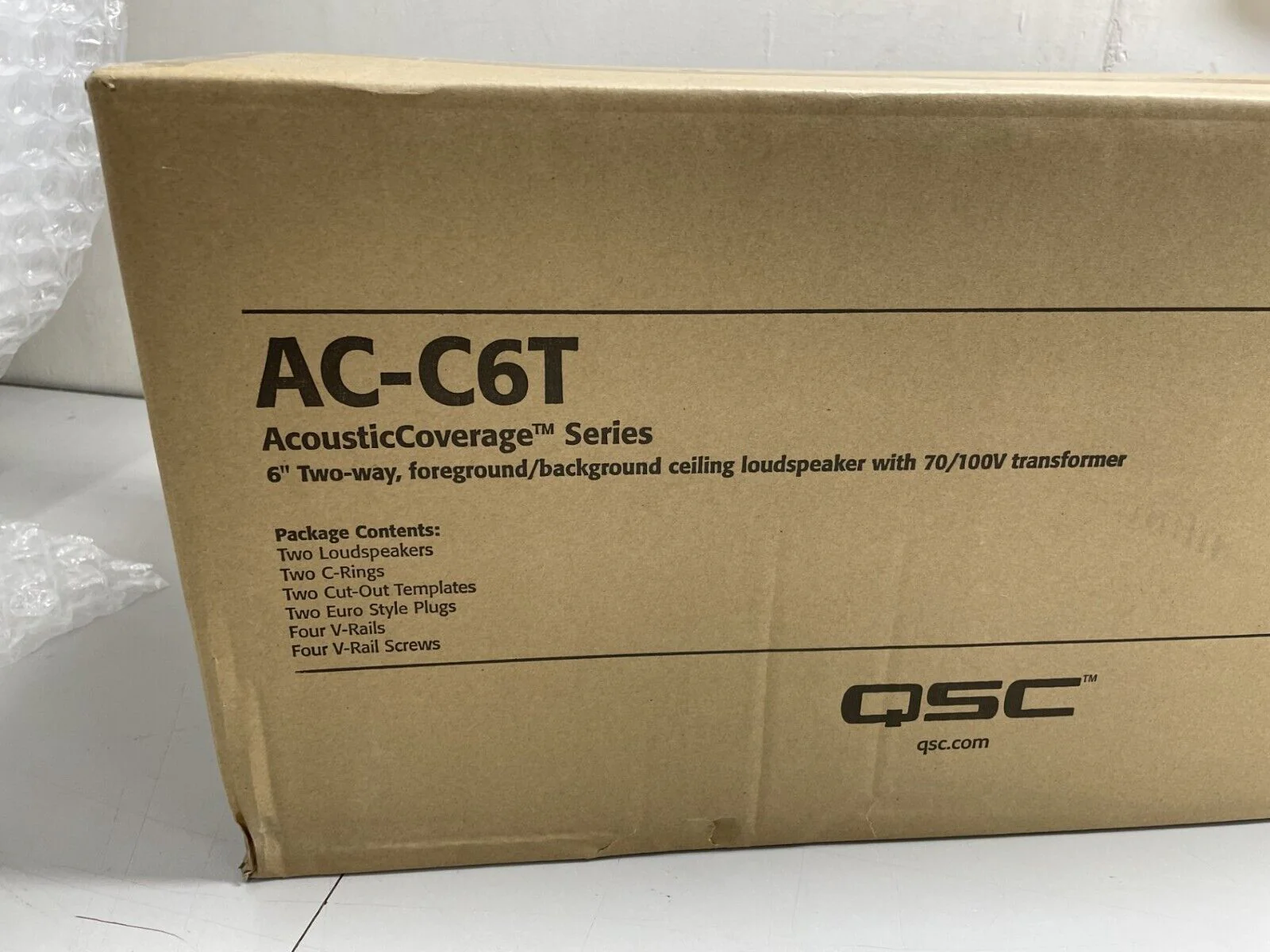 QSC AC-C6T Two-Way 6" Ceiling Mount 70/100V Pro Audio Speakers - PAIR - White - Image 2