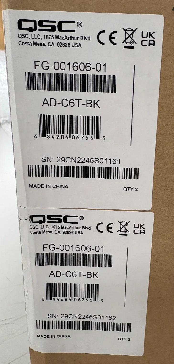 QSC AD-C6T Acoustic Design 6.5" 2-Way Ceiling Loudspeaker (Pair, Black)