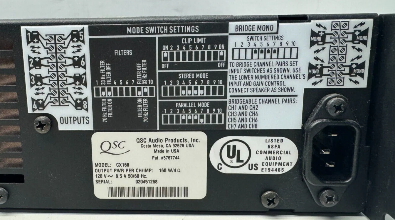QSC CX168 8-Channel Professional Power Amplifier, 130W at 4 Ohm, or 90W at 8 Ohm - Image 5