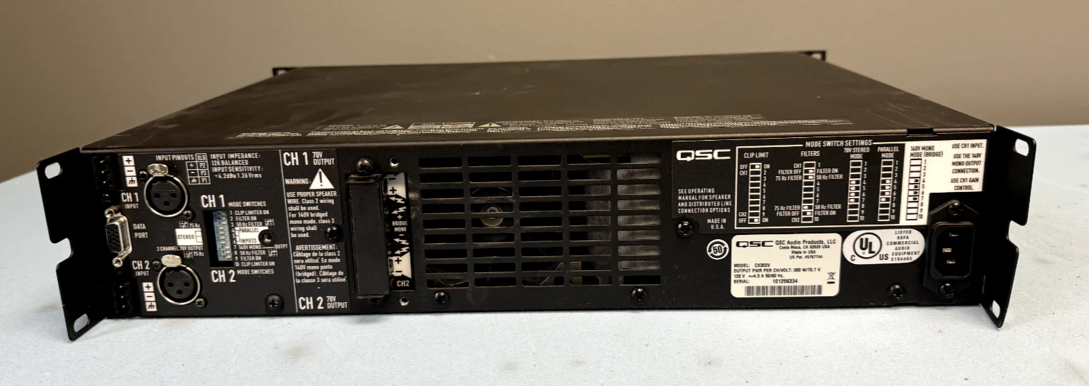 QSC CX302V 2-Channel Powered Amplifier, 200W, 70V Output - Image 2