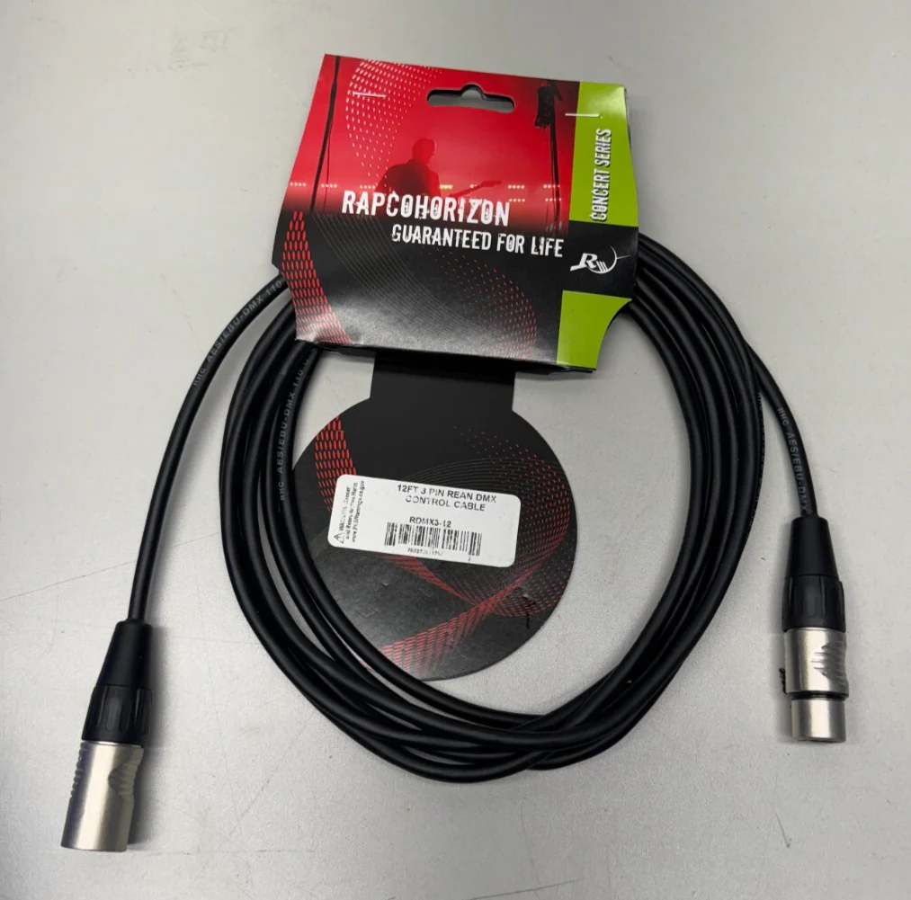 Rapco Horizon RDMX3-12 Pro 12ft DMX Cable LOT OF 3