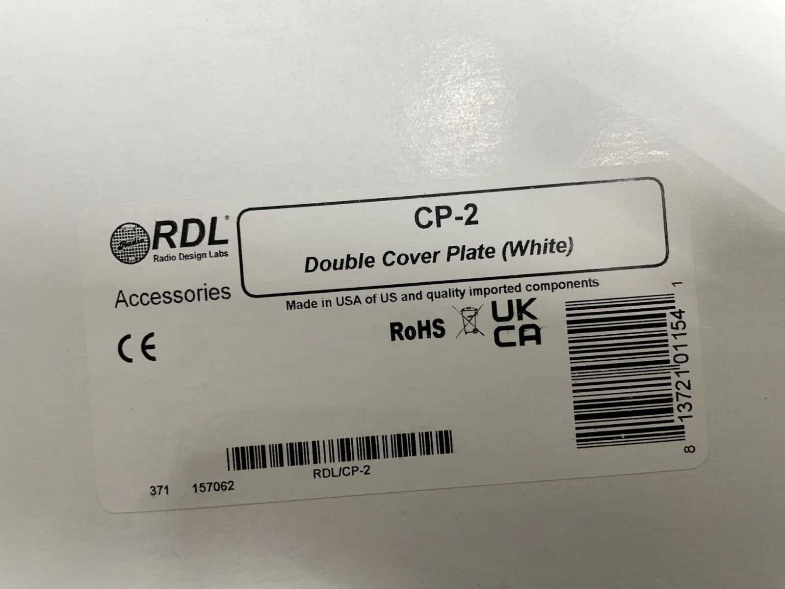 RDL CP-2 White Double Cover Plate - Steel Powder Coated Finish - LOT of 23 Units - Image 4