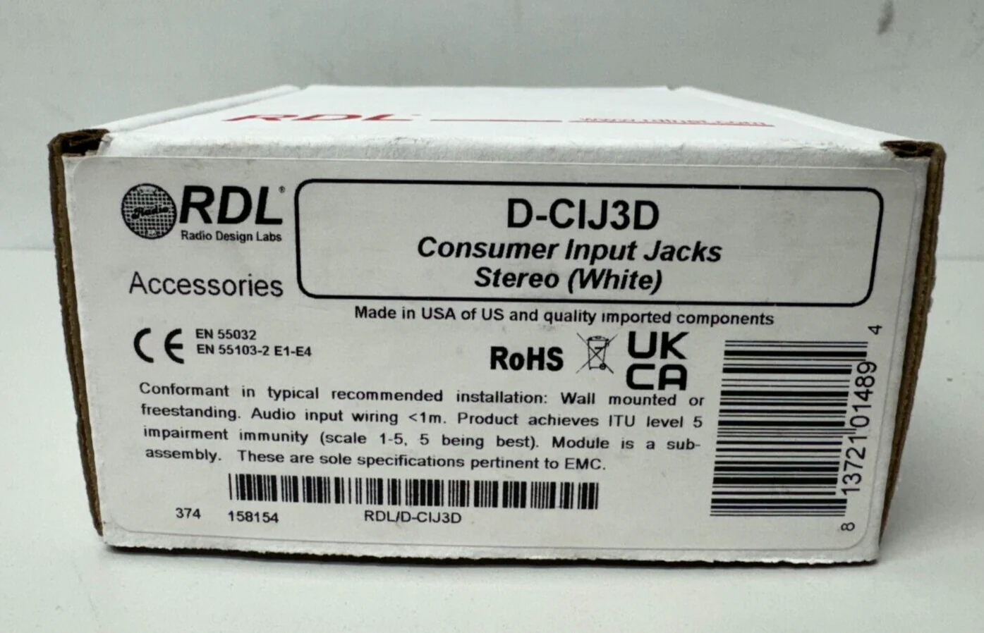 RDL D-CIJ3 Consumer Input Jacks (Mono) (White/Gray) - Image 2