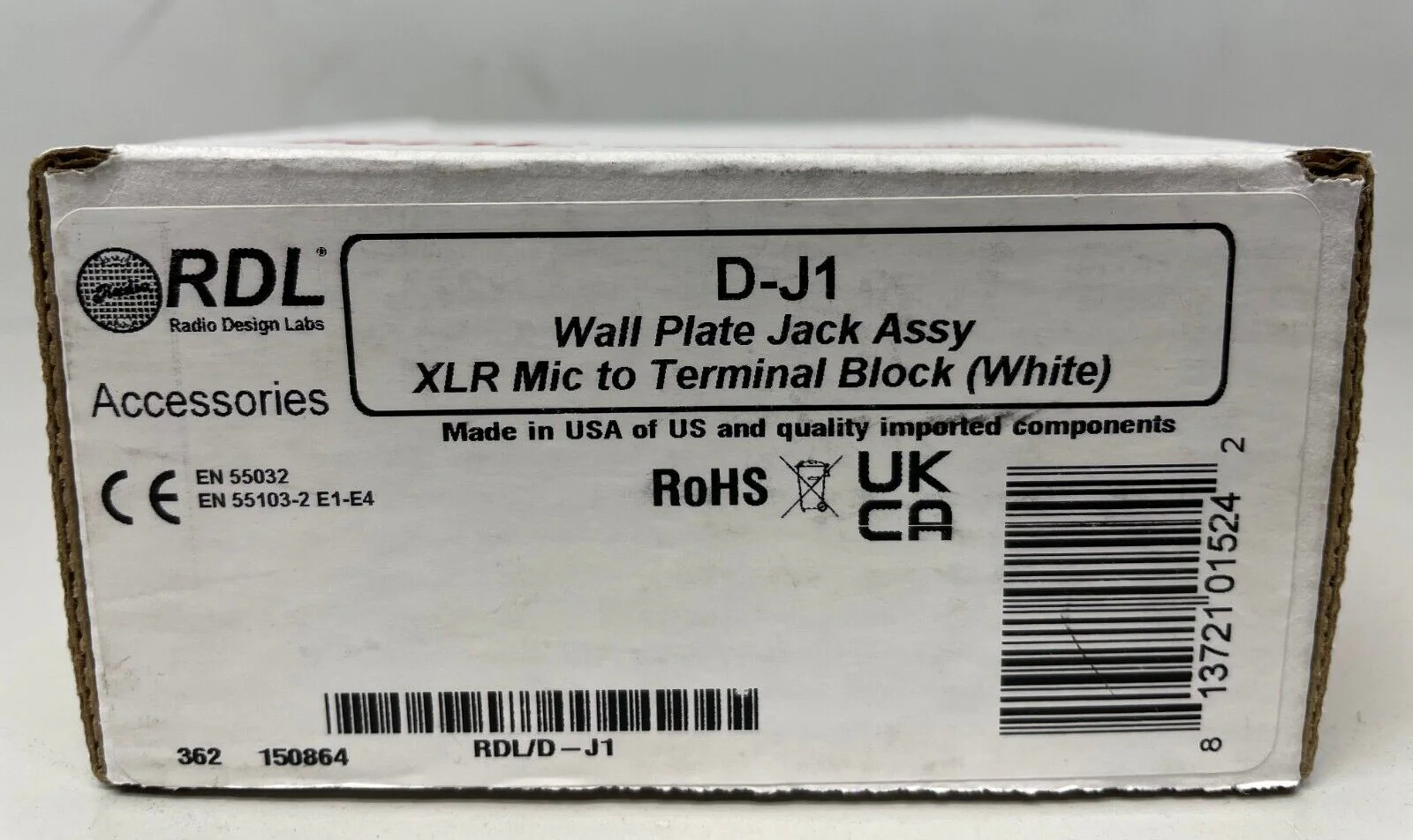 RDL D-J1 Wall Plate Jack Assy XLR Mic to Terminal Block (White) - Image 3