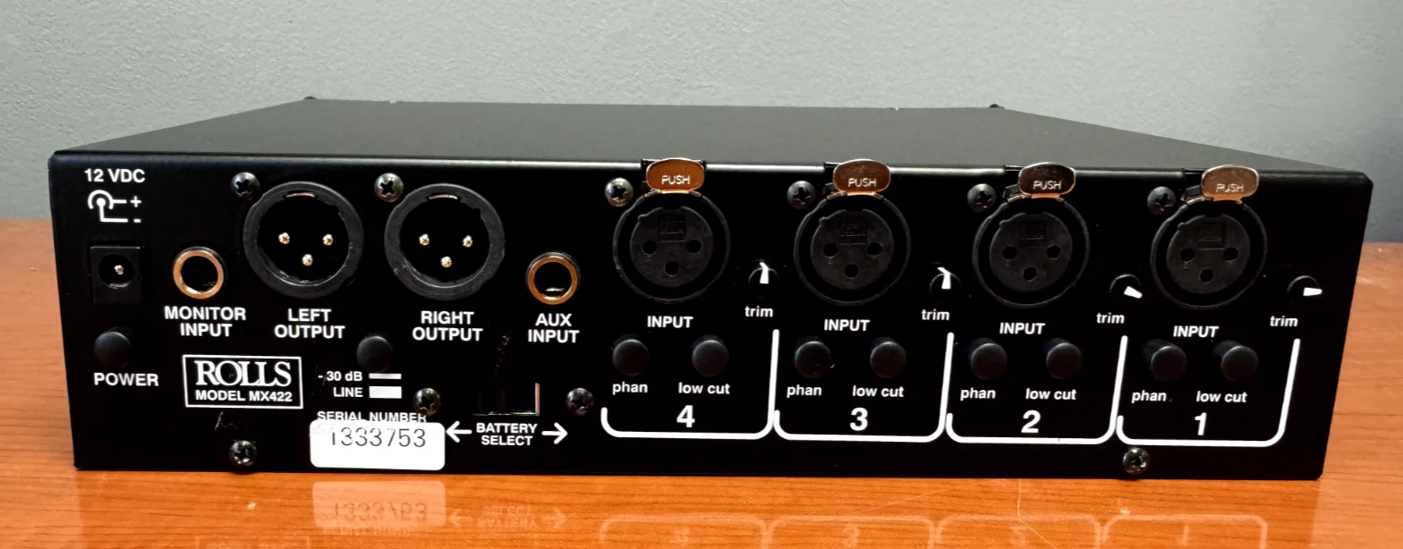Rolls MX422 4-Channel Microphone Line Field Audio Mixer - Image 3