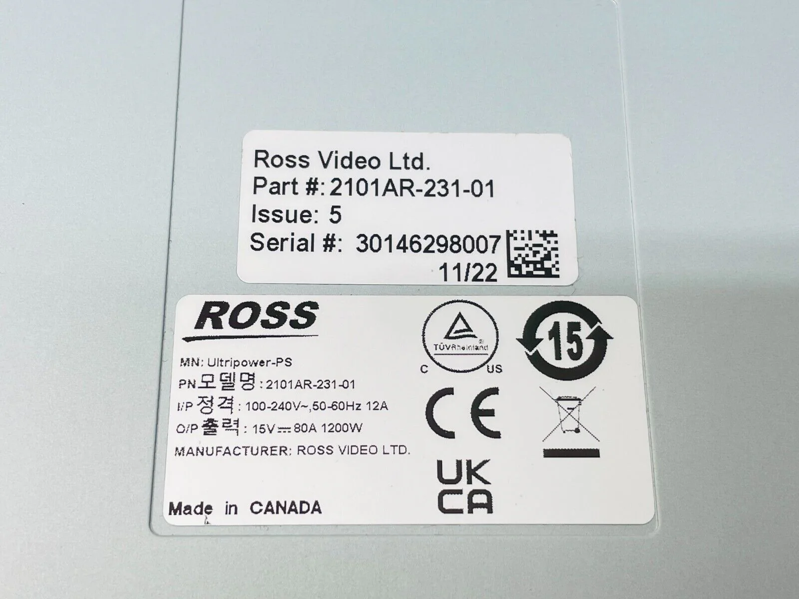 Ross Video 2101AR-231-01 Ultripower-PS Power Supply - Image 5