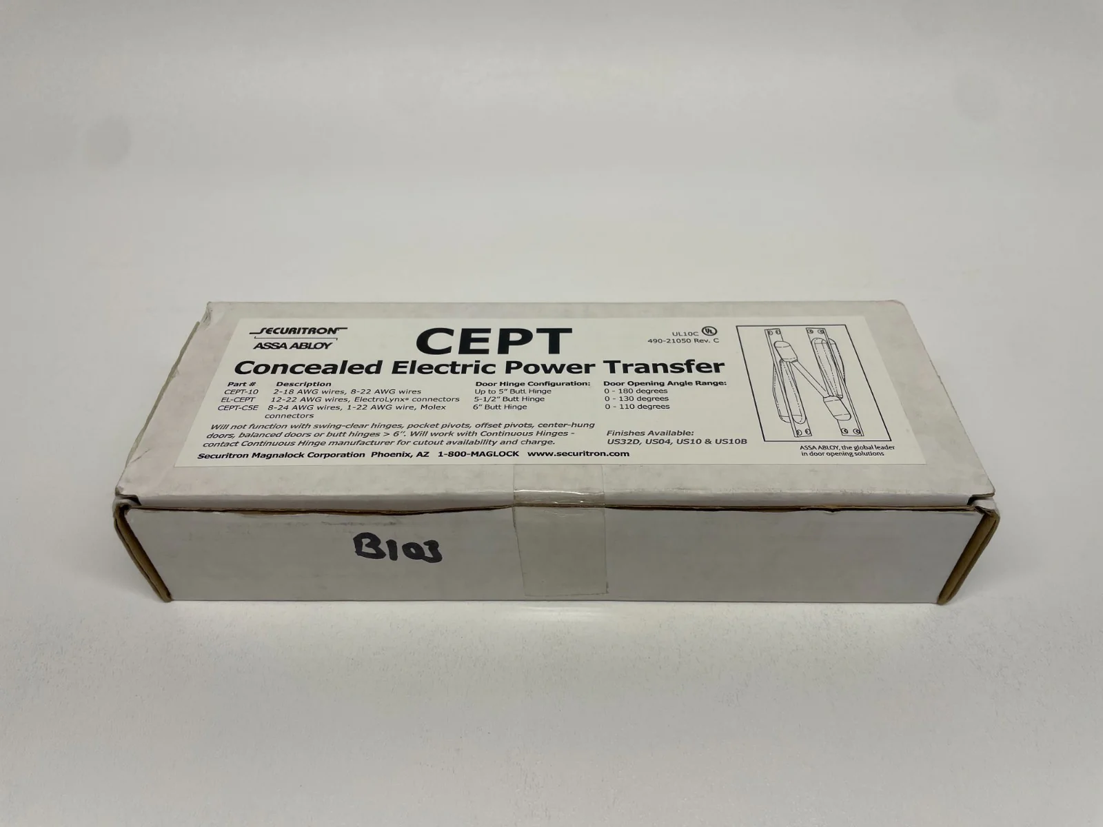 Securitron Concealed Electric Power Transfer Door Hinge El-CEPT UL10C 490-21050