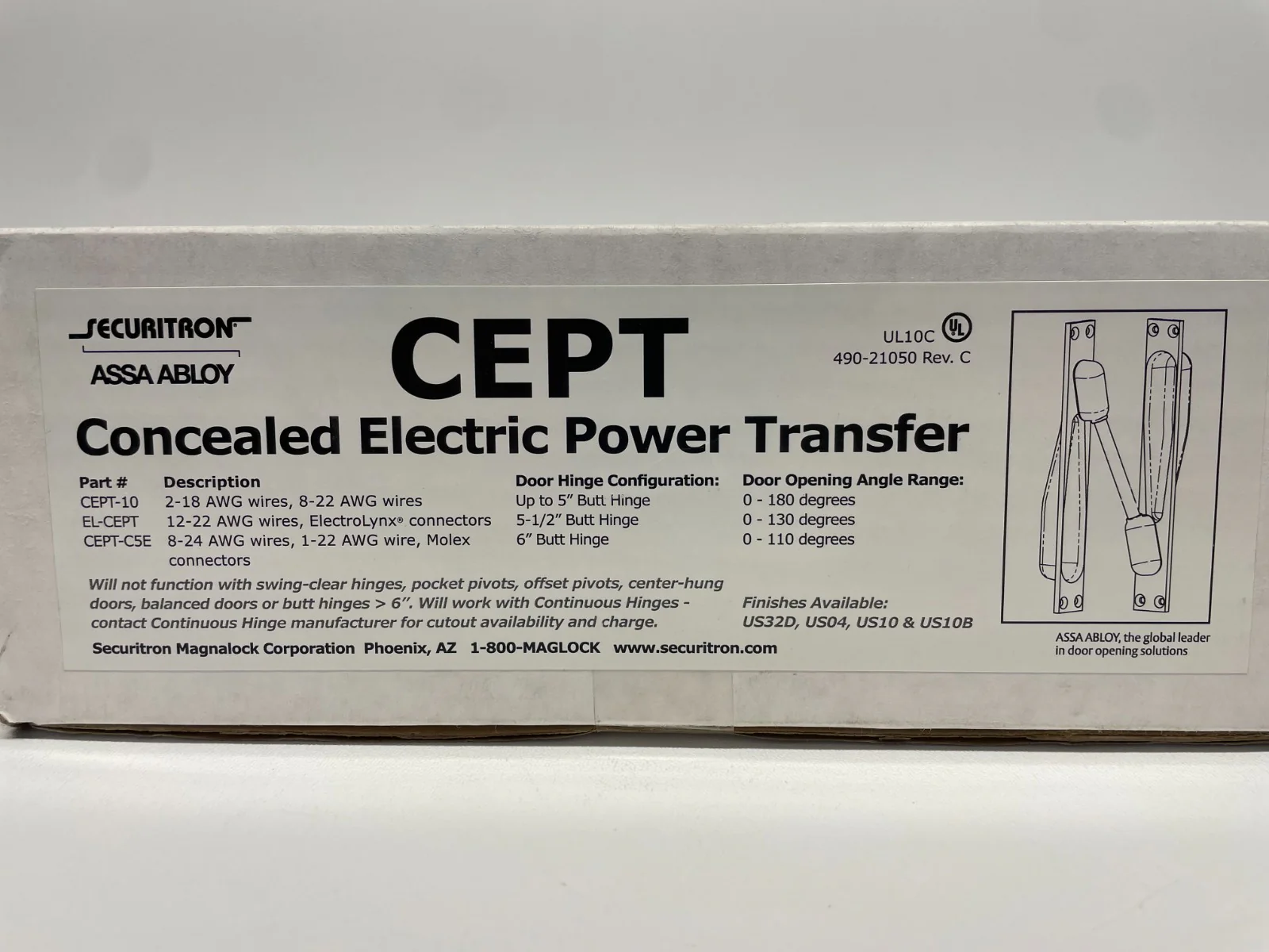 Securitron Concealed Electric Power Transfer Door Hinge El-CEPT UL10C 490-21050 - Image 2
