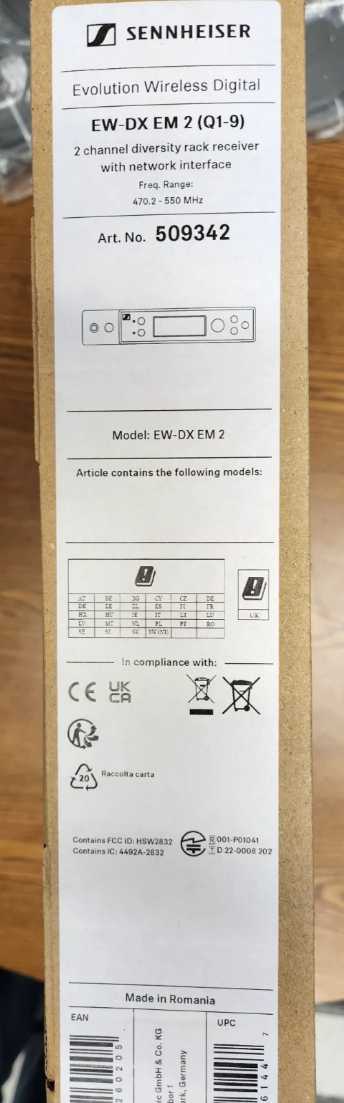 Sennheiser EW-DX EM 2 Two-Channel Digital Rackmount Receiver Q1-9: 470 to 550 Mh - Image 6