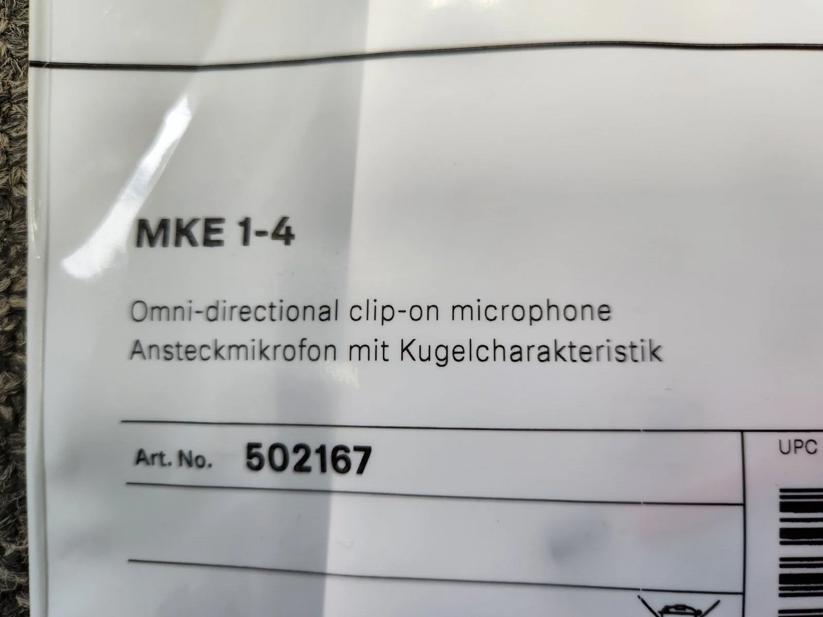 Sennheiser MKE 1-4 Professional Lavalier Microphone Omni-directional (Black) New - Image 3