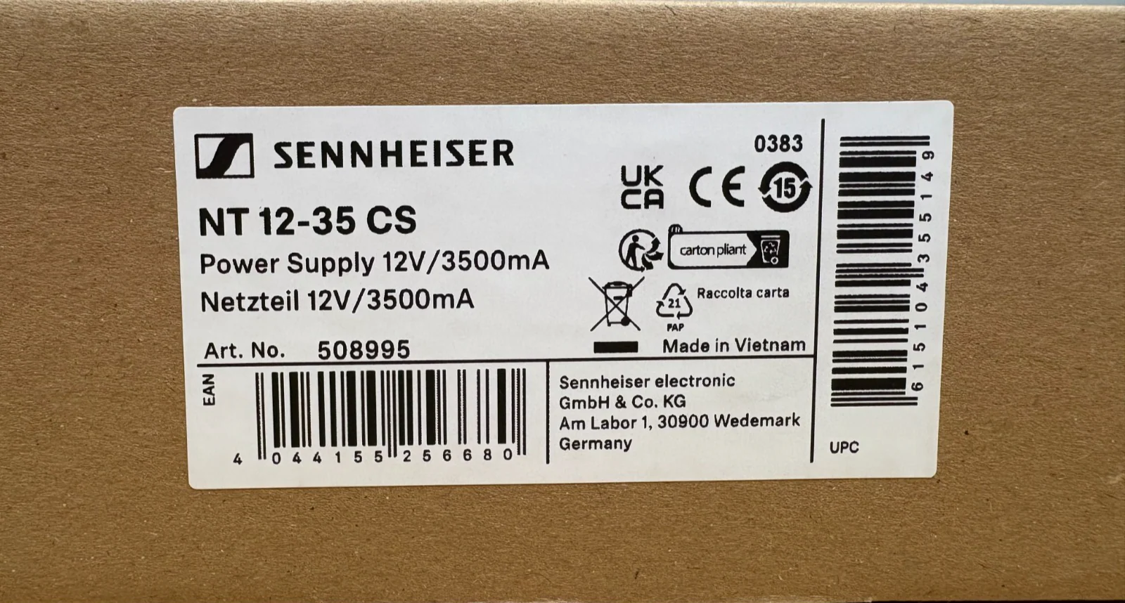 Sennheiser NT 12-35 CS Universal Power Supply for EW-D Wireless