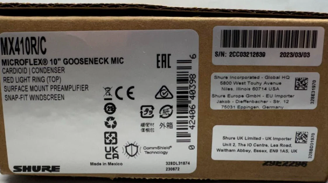 Shure MX410 10" Gooseneck Mic with Cardioid Capsule, Surface-Mount Preamp Black - Image 4