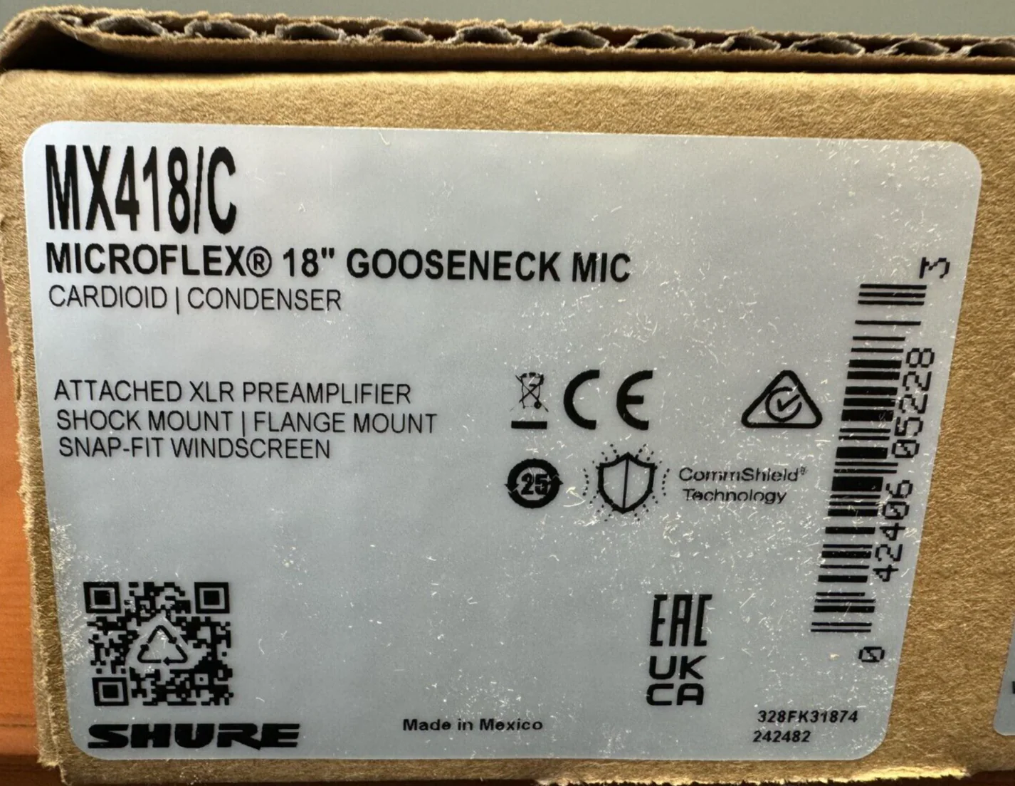 Shure MX418/C 18" Cardioid Gooseneck Microphone NEW - Image 2