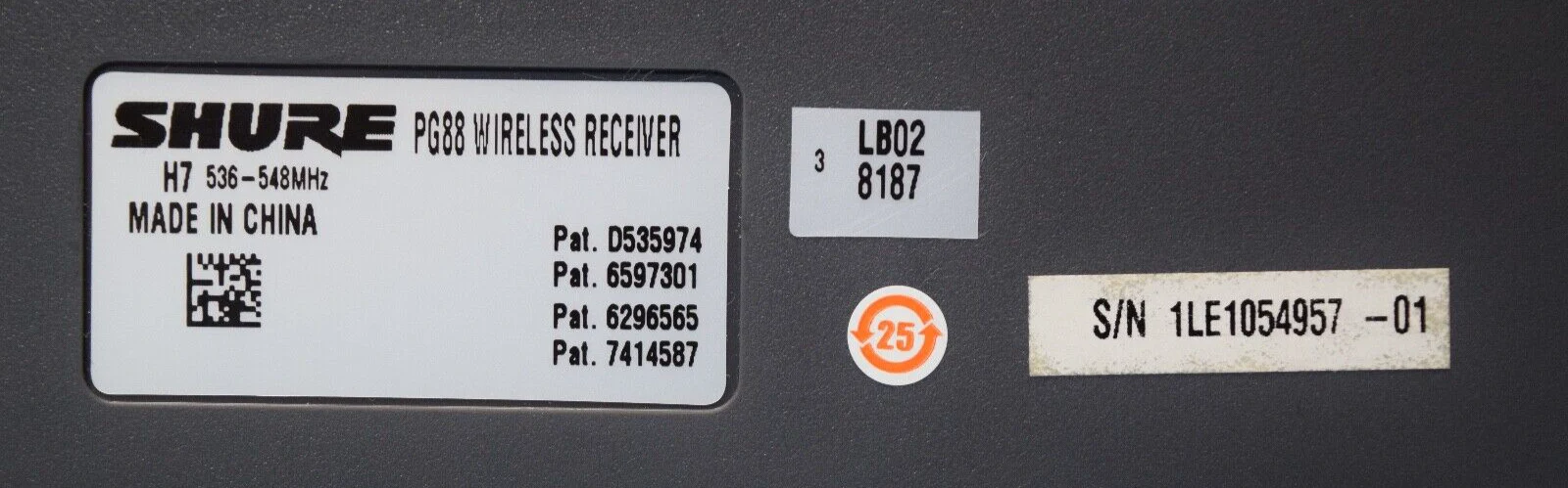 Shure PG88  H7 536-548 MHz Wireless Microphone Receiver w/ Power Supply - Image 7