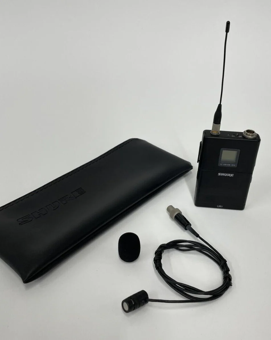 Shure UR1 Wireless Bodypack Microphone Transmitter &MX185 Lav Mic L3 638-698 MHz