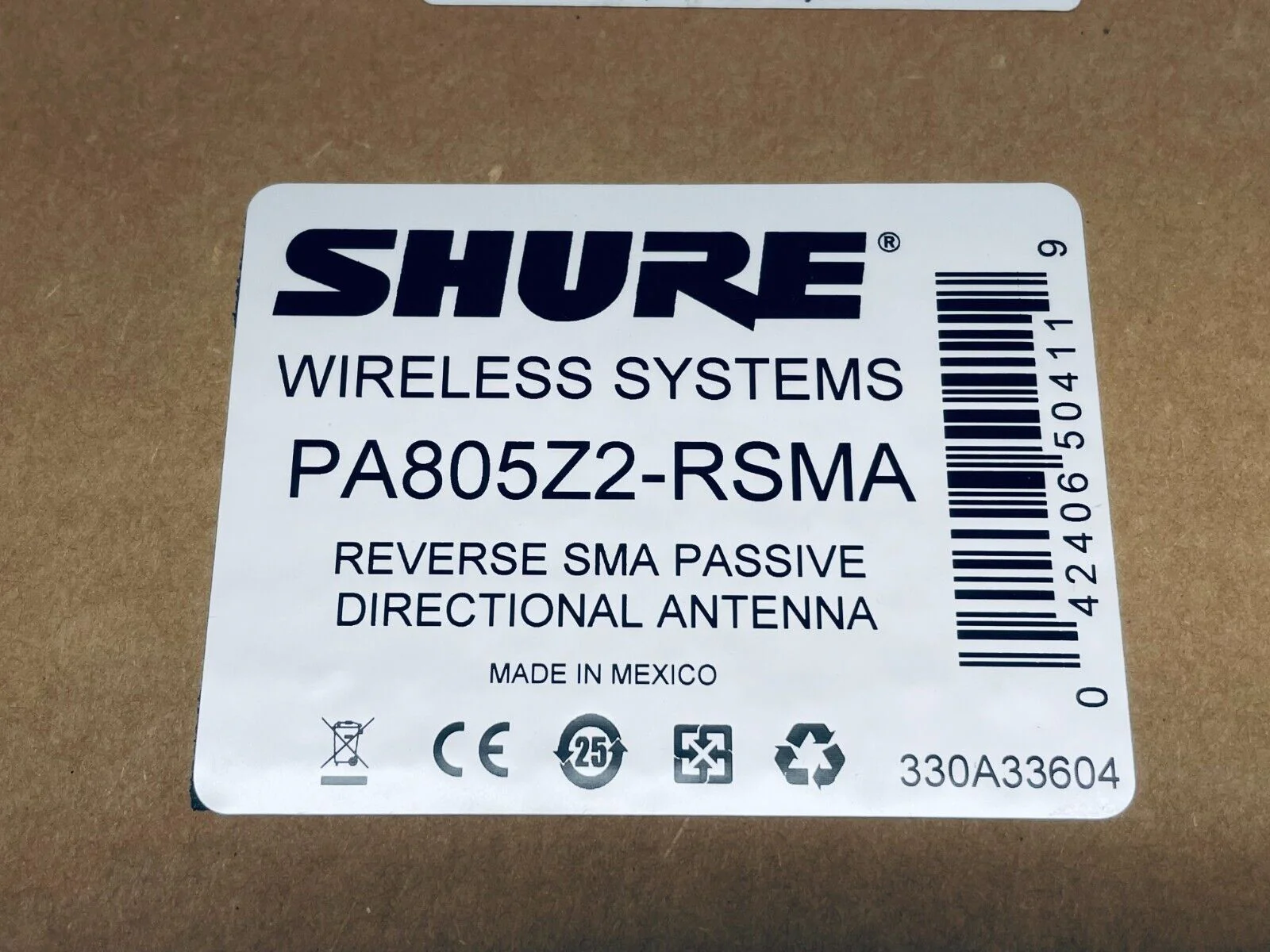 Shure Wireless Systems PA805Z2-RSMA Reverse SMA Passive Directional Antenna - Image 3