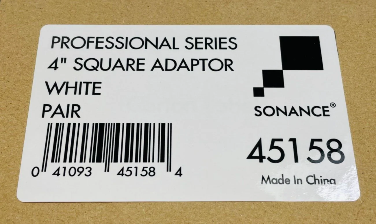 Sonance 40158 Professional Series 4" Square Adaptor White - LOT OF 5 PAIRS - Image 3