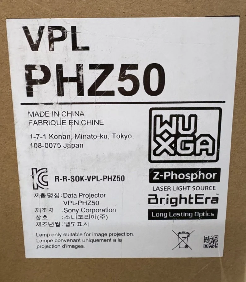 Sony VPL-PHZ50 WUXGA Long-Throw Laser Projector 5,000 Lumens