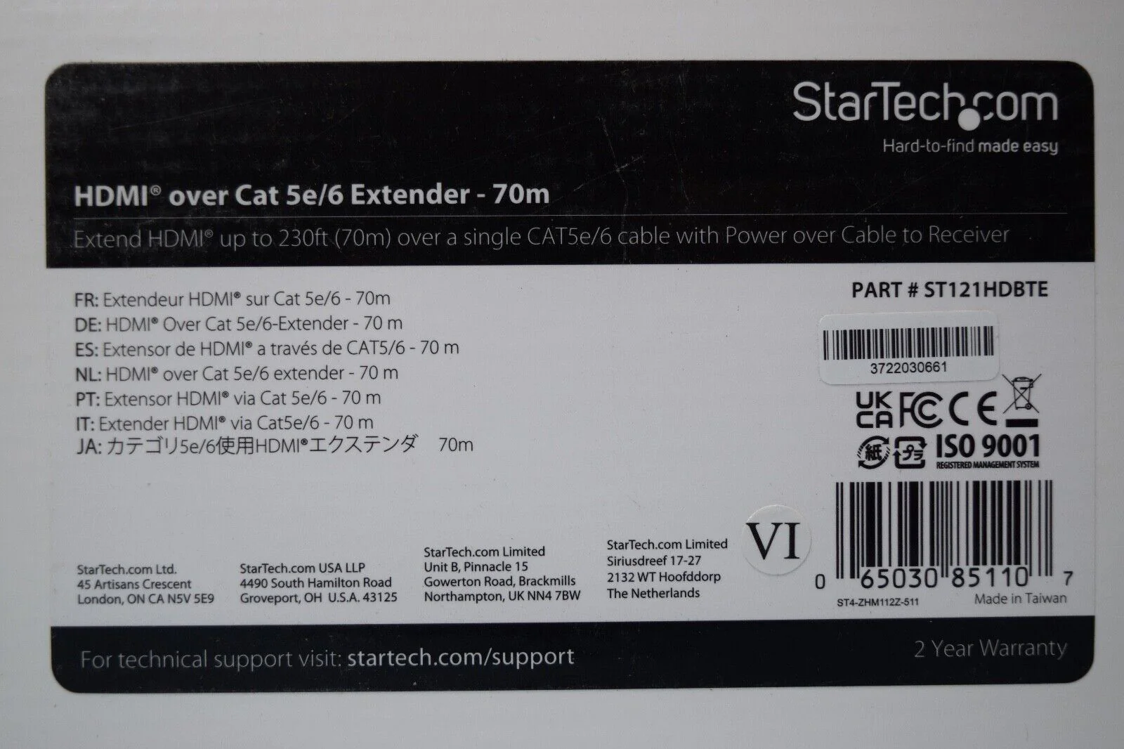StarTech HDMI Over Cat 5e/6 Extender - 70M Part # ST121HDBTE - Image 2