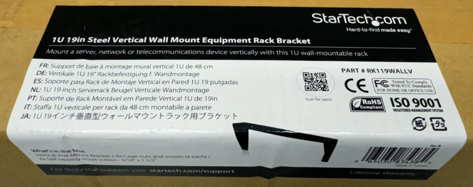StarTech RK119WALLV 1U 19in Steel Vertical Wall Mount Equipment Rack Bracket - Image 3