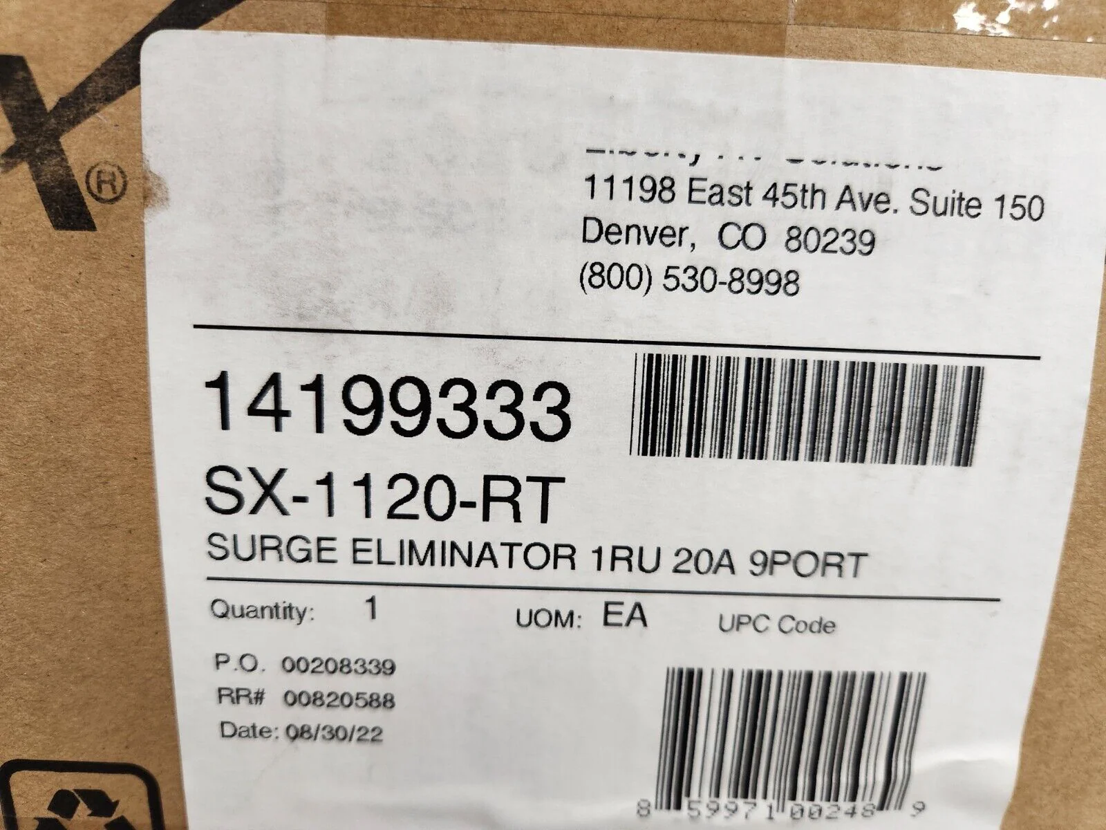SurgeX SX-1120-RT Rack Mount Surge Eliminator 1RU 20A 9PORT NOB - Image 2