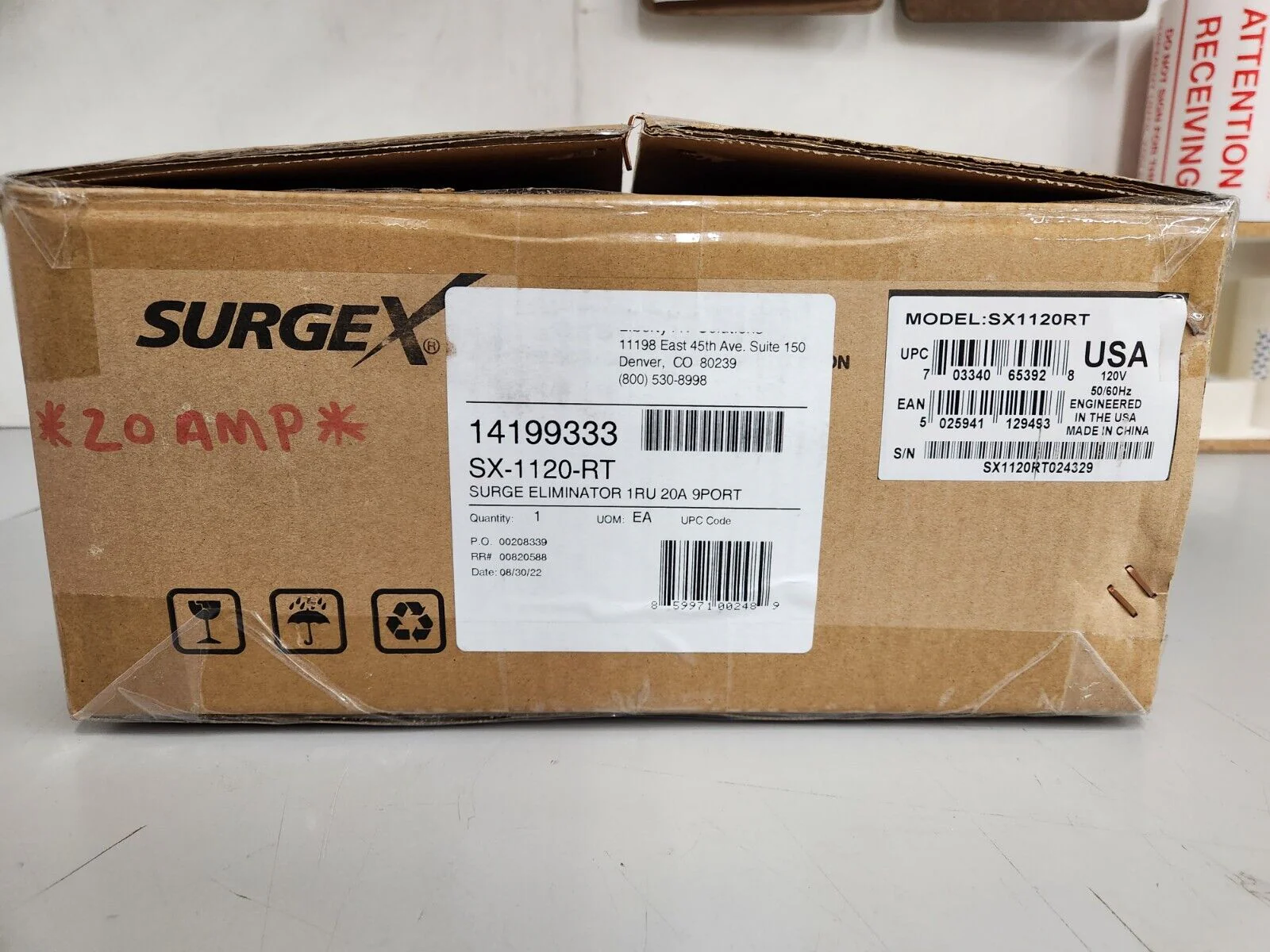 SurgeX SX-1120-RT Rack Mount Surge Eliminator 1RU 20A 9PORT NOB - Image 4