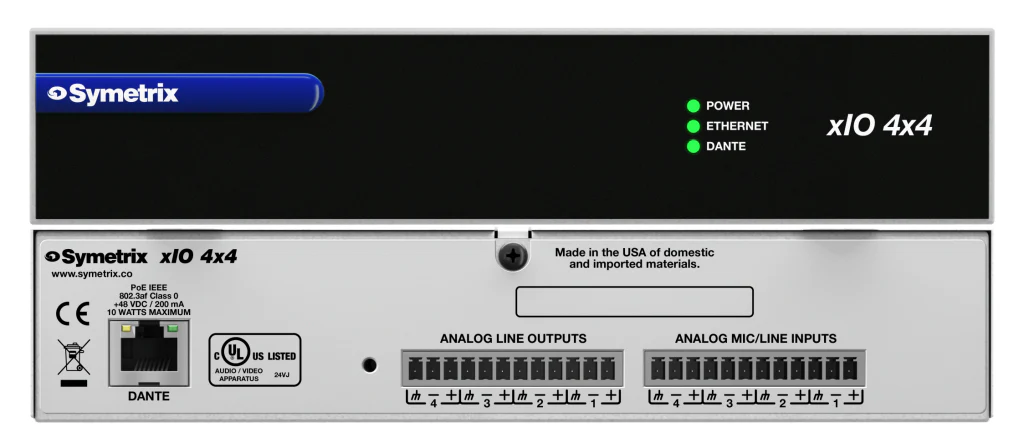 Symetrix xIO 4x4 Dante-Enabled Analog Audio Input / Output Expander for DSP - Image 2