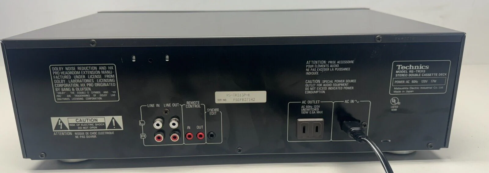Technics RS-TR313 Double Cassette Deck Manual - Image 3