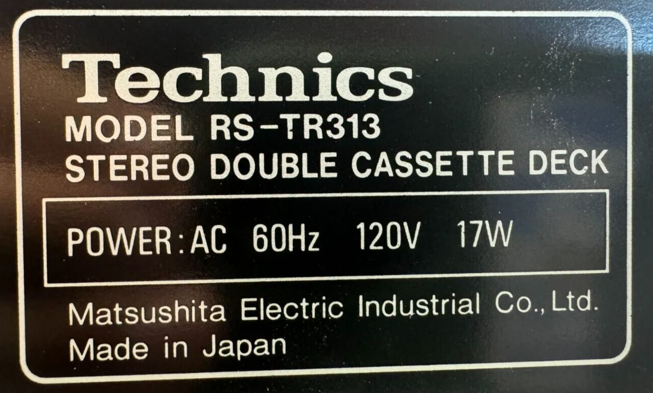 Technics RS-TR313 Double Cassette Deck Manual - Image 4