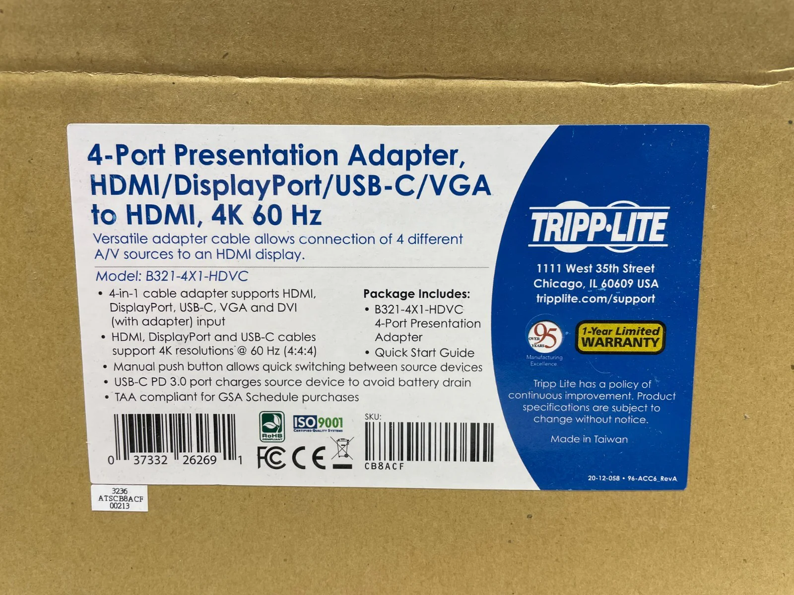 Tripp Lite B321-4X1-HDVC 4-Port Presentation Adapter, HDMI/DP/USB-C/VGA to HDMI - Image 2