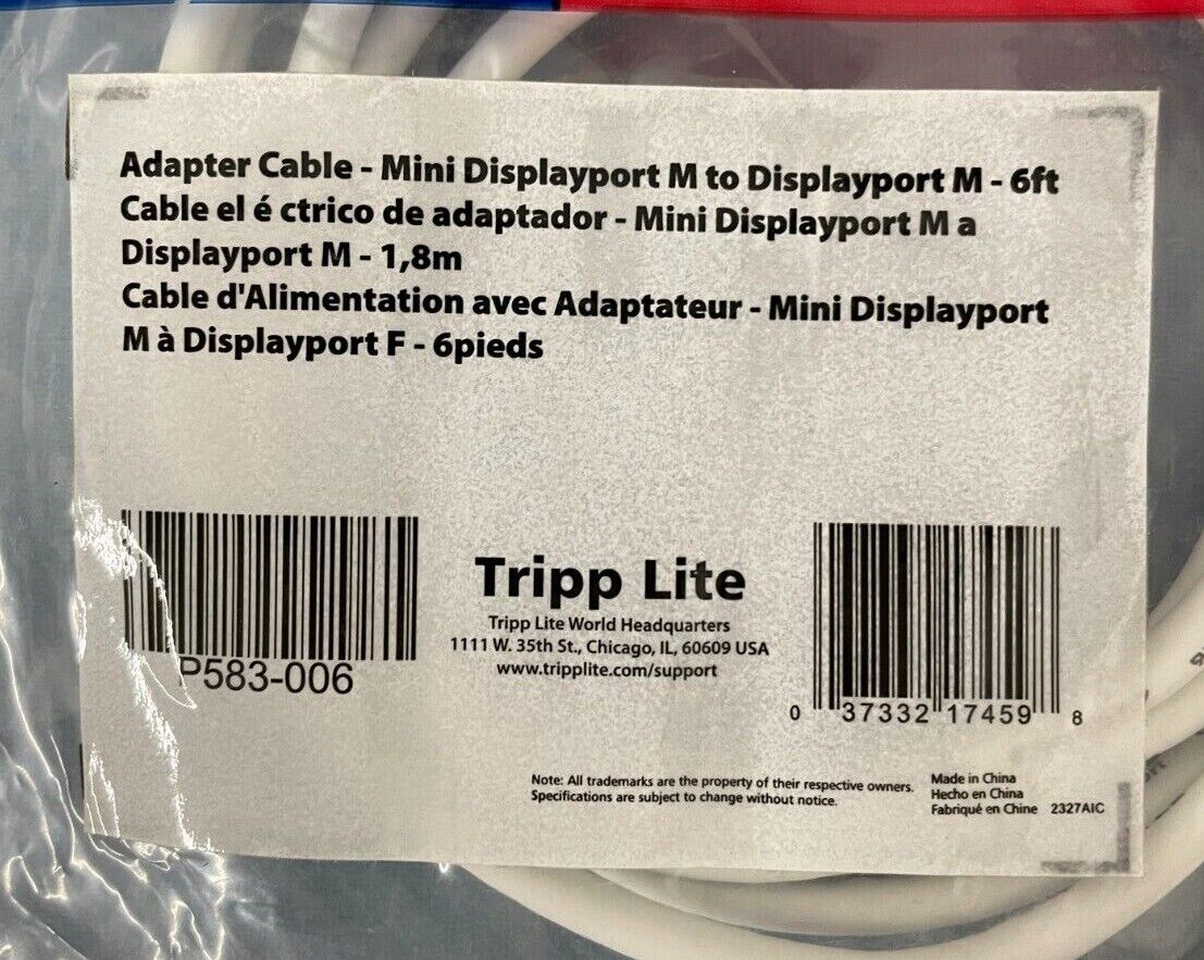 Tripp Lite P583-006 Mini Displayport to DisplaryPort Cable 4K 6ft LOT OF 9 - Image 3