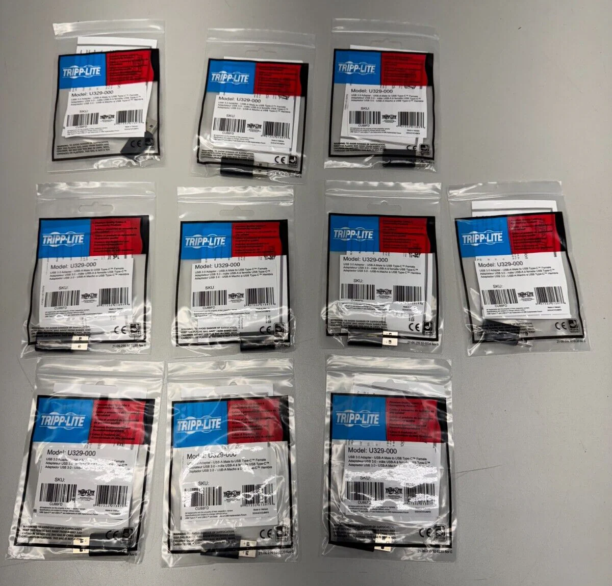 Tripp Lite U329-000 USB 3.0 Adaptor USB Type C Female to USB-A Male  LOT OF 10