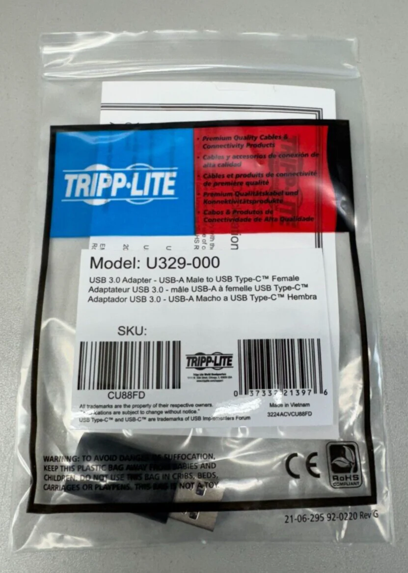 Tripp Lite U329-000 USB 3.0 Adaptor USB Type C Female to USB-A Male  LOT OF 10 - Image 2