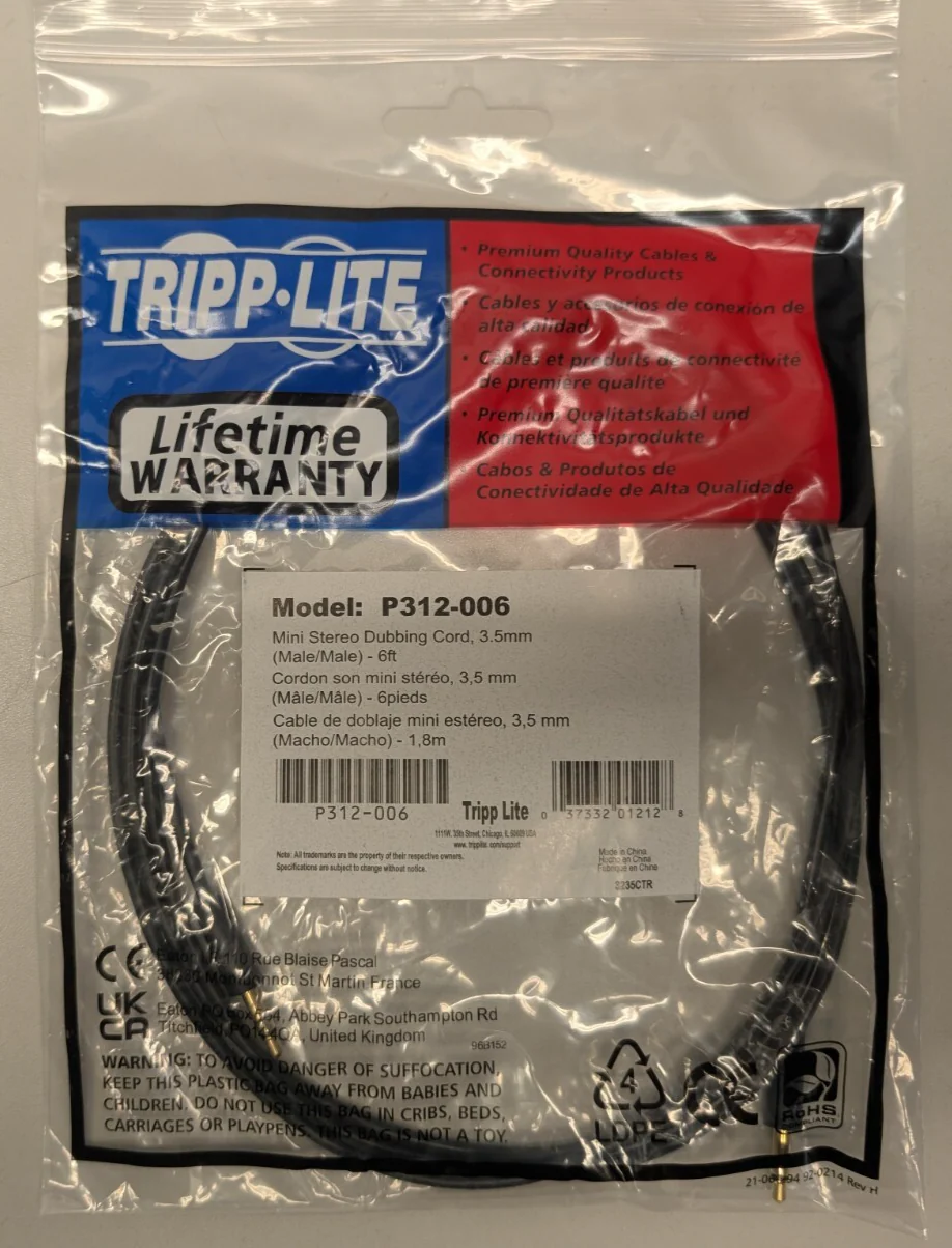 Tripplite P312-006 Mini Stereo Dubbing Cord 6ft, 3.5mm Jack LOT OF 14 - Image 2