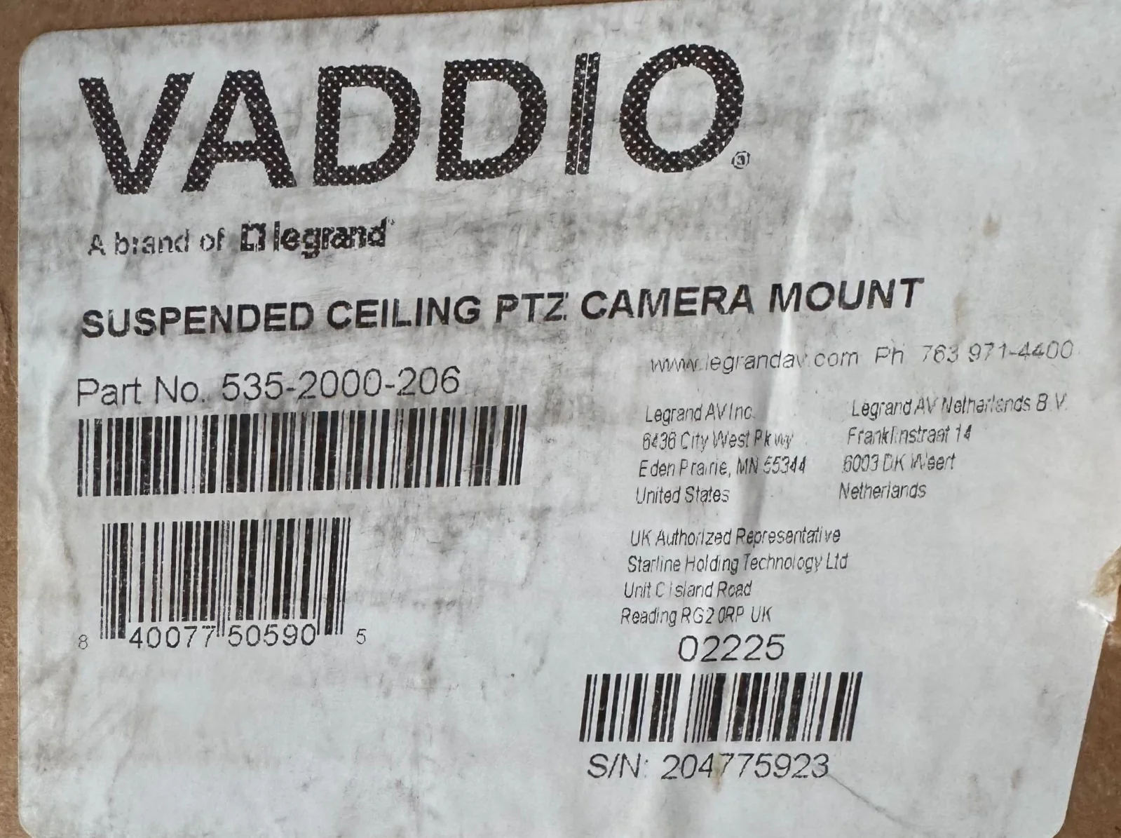 Vaddio 535-2000-206 Suspended Ceiling PTZ Camera Mount - Image 4