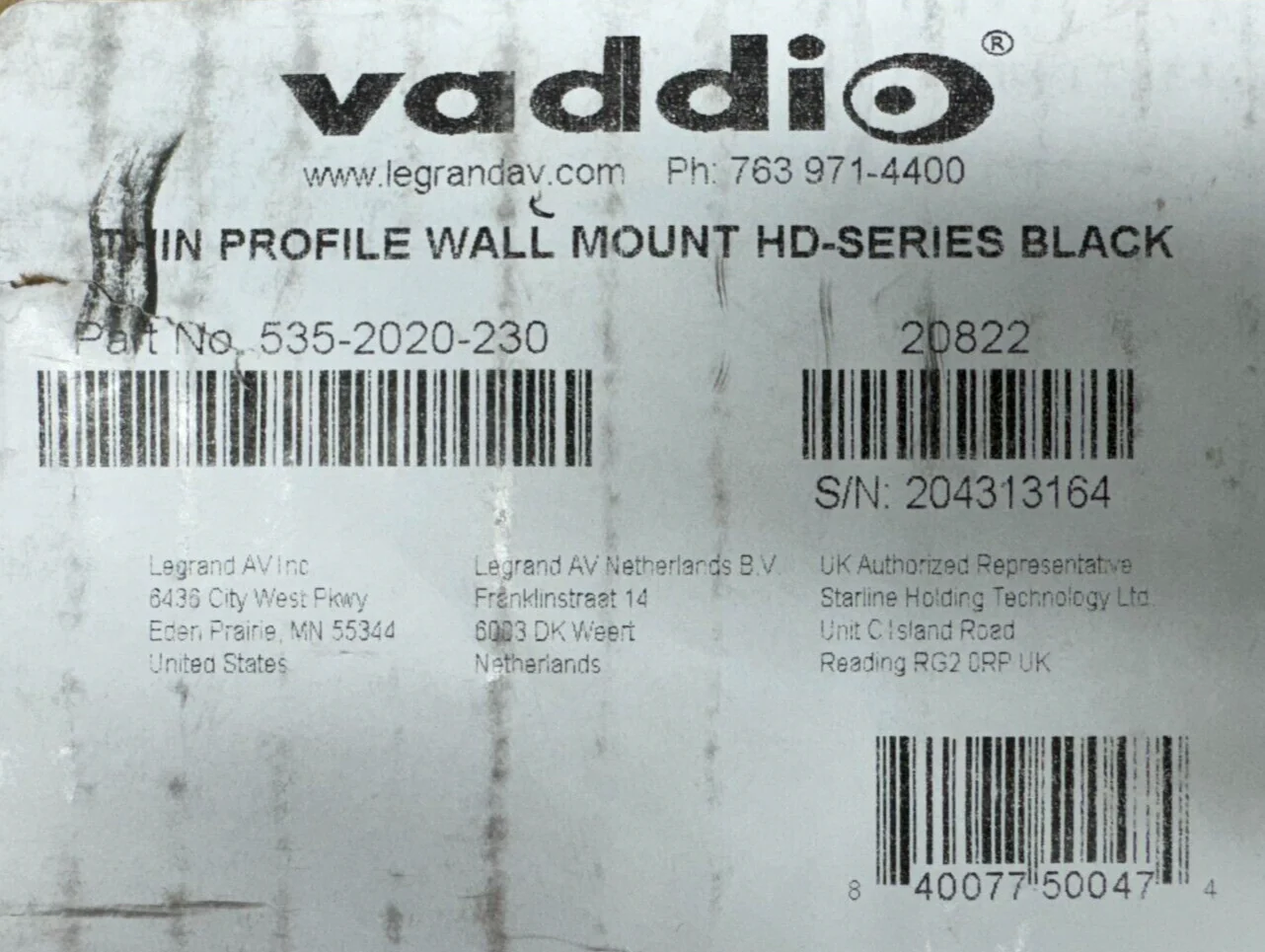 Vaddio 535-2020-230 Thin-Profile Wall Mount Bracket for HD-Series PTZ (Black) - Image 2