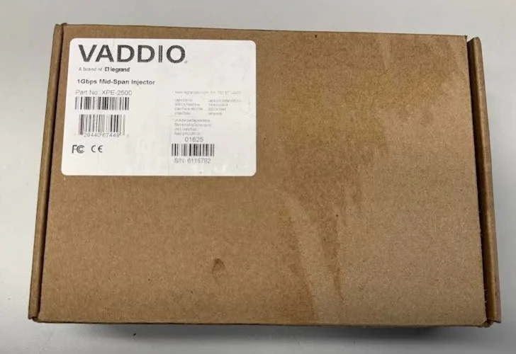 Vaddio Single Port Gigabit PoE Switch Injector - US Power Cord - Up to 30W Power - Image 3