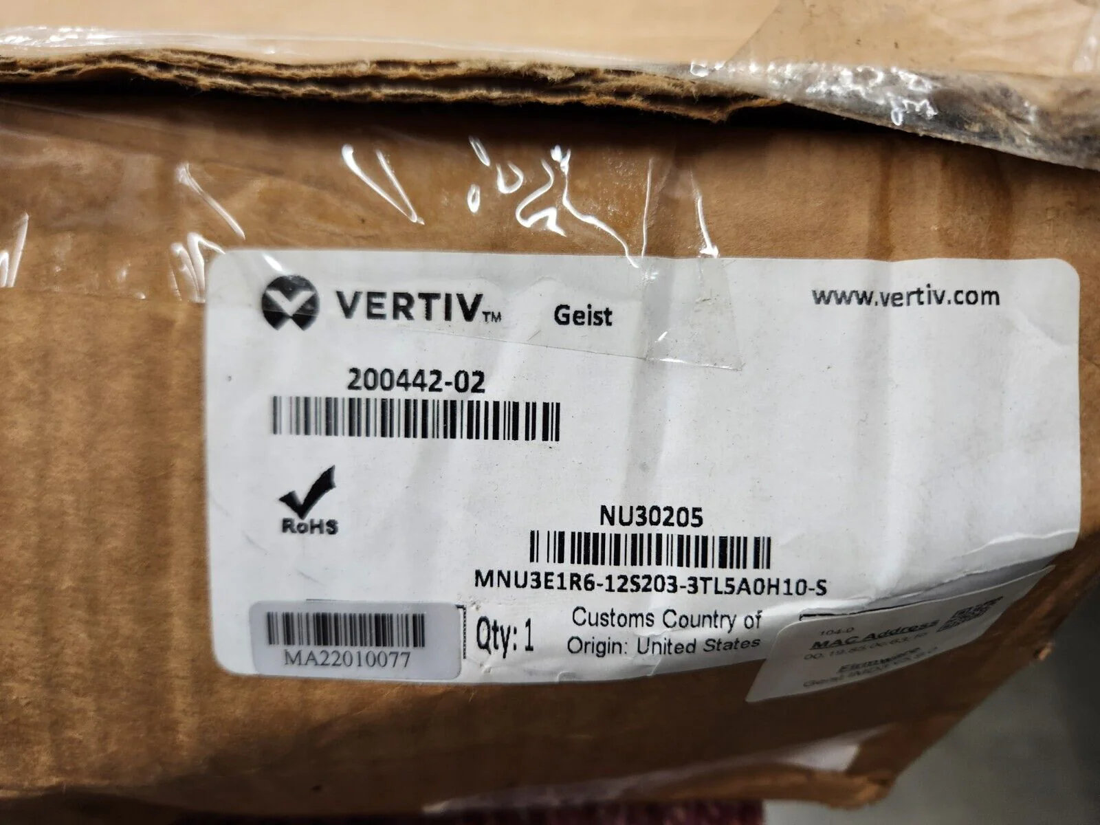 Vertiv Geist MNU3E1R6-12S203-3TL5A0H10-S Power Distribution Unit rPDU NU30205 - Image 4