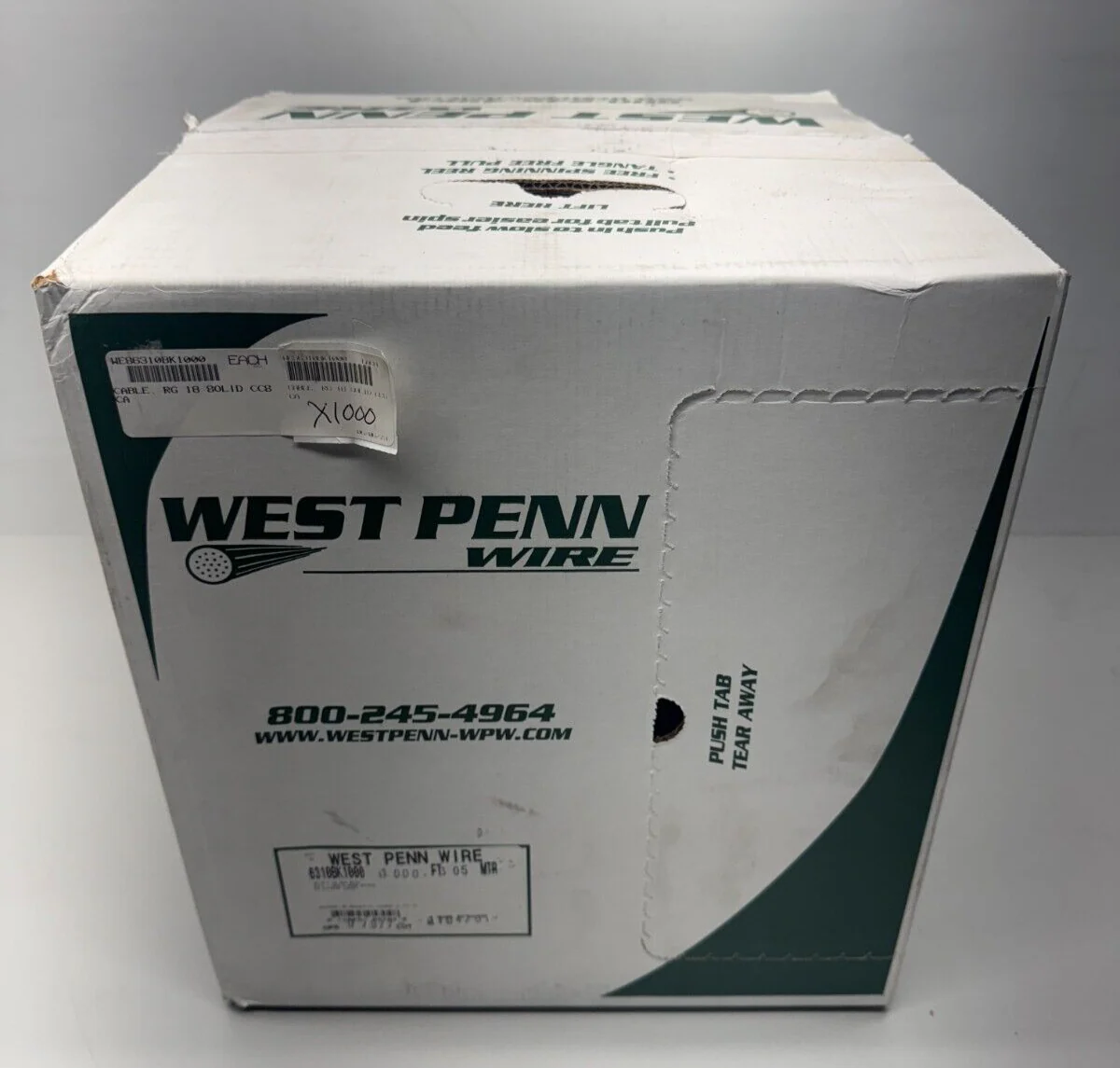 West Penn Wire 6310BK1000 RG6/U Braid Quad Shield CATV/MATV Outdoor 1000' 18 AWG