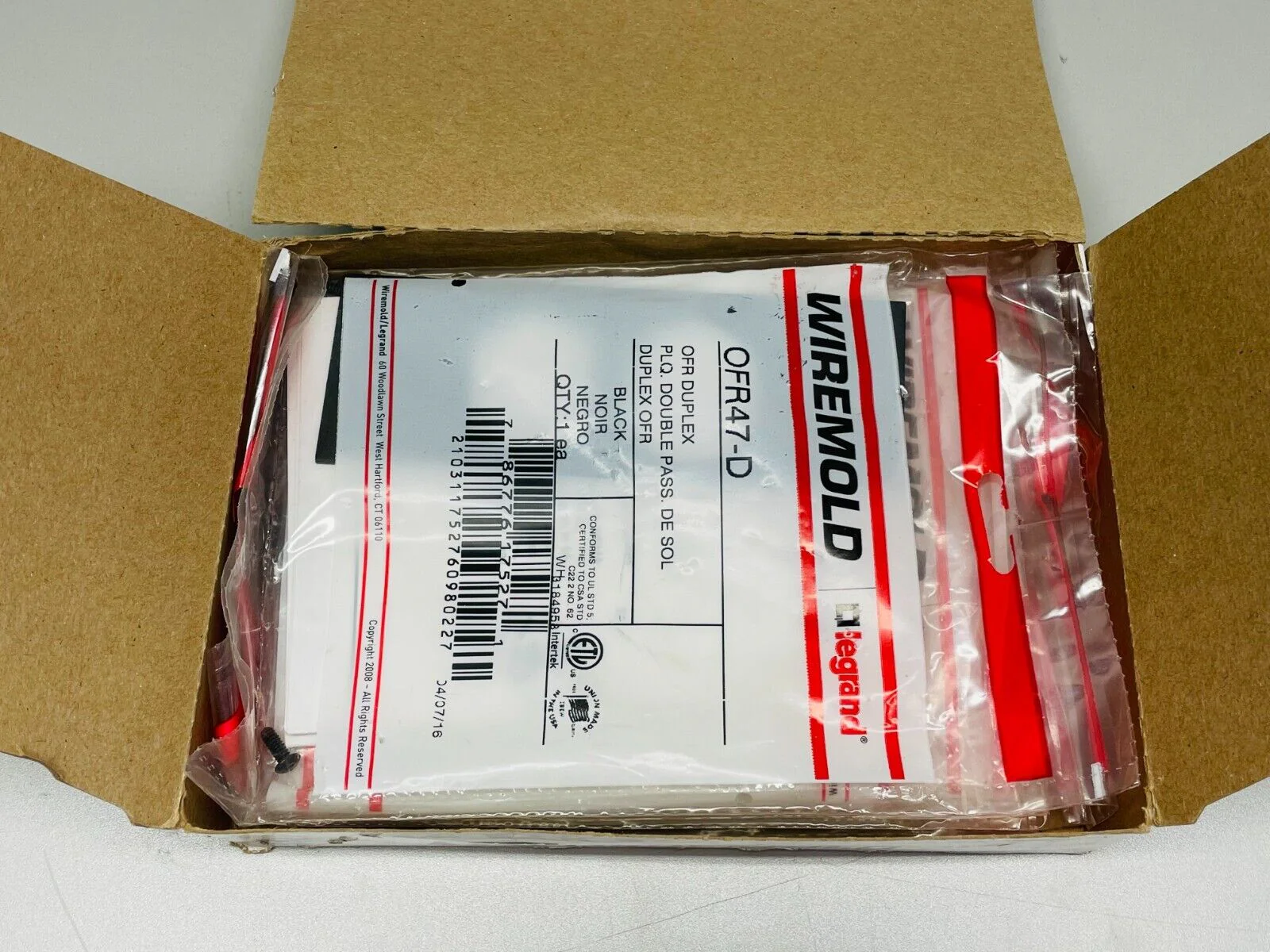 Wiremold OFR47-D OFR Series Overfloor Raceway Duplex Device Plate BOX OF 6 - Image 3